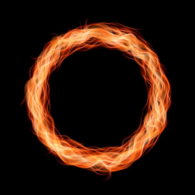 Realistic round light fire flame frame