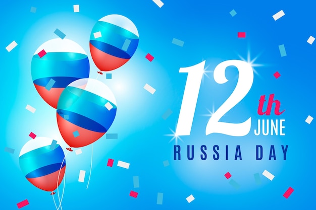 Vettore gratuito priorità bassa di giorno realistico della russia con palloncini