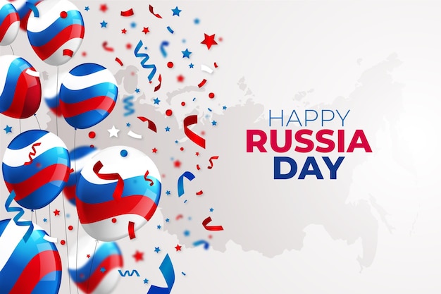 Бесплатное векторное изображение Реалистичный день россии фон с воздушными шарами