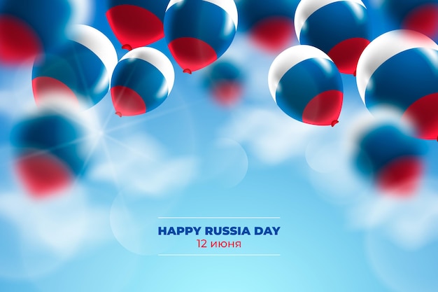 Realistic russia day background with balloons