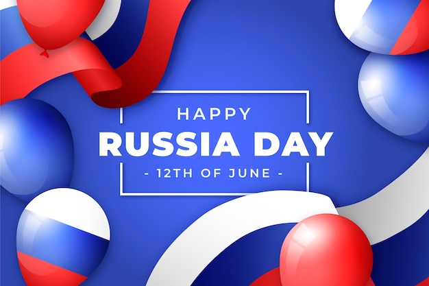 Realistic russia day background with balloons