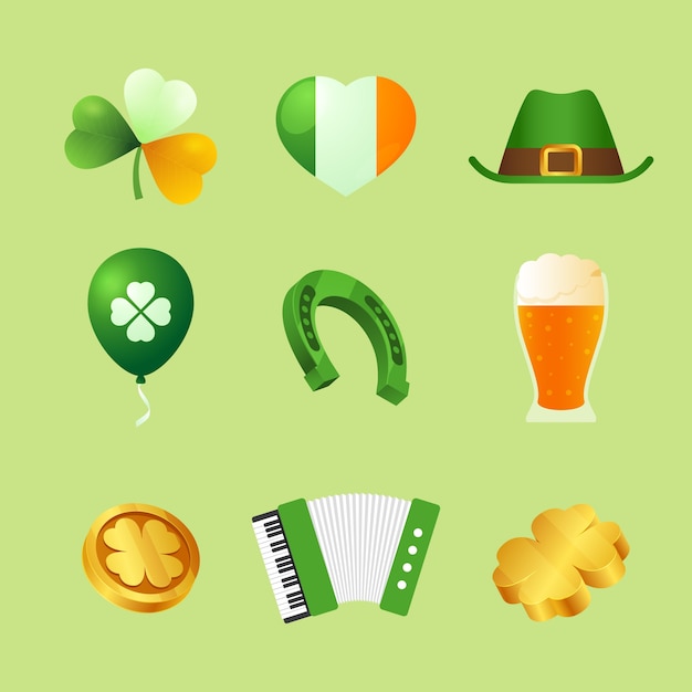 Realistic saint patrick's day celebration design elements collection