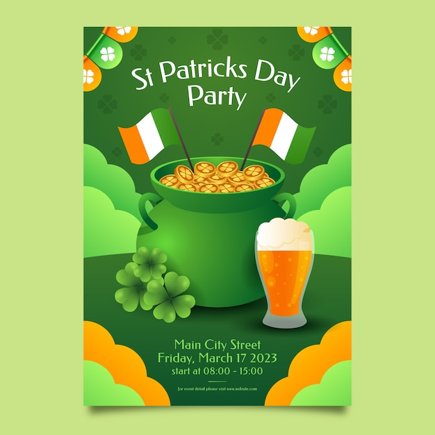 Free vector realistic saint patrick's day celebration vertical poster template