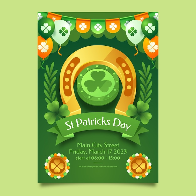 Realistic saint patrick's day celebration vertical poster template
