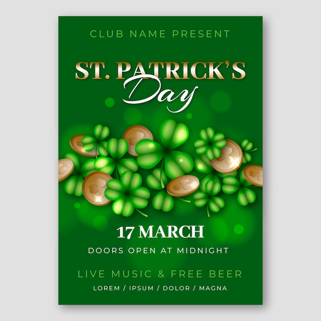 Free vector realistic saint patrick's day flyer template