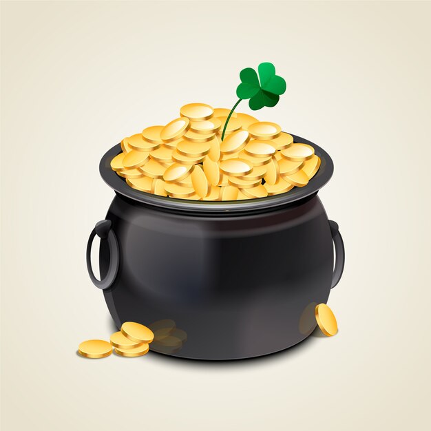 Realistic saint patrick's day pot of gold