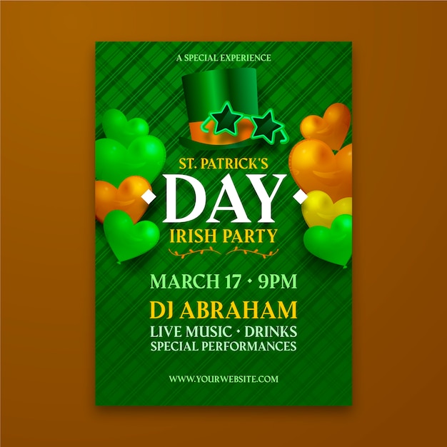 Realistic saint patrik's day poster template