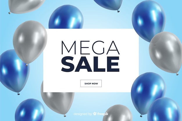 Realistic sale background with balloons