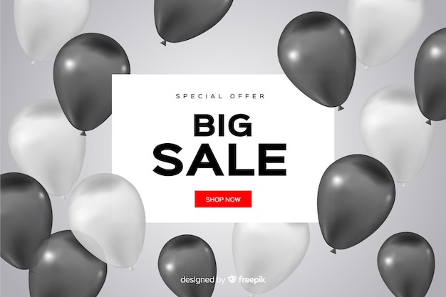 Realistic sale background with balloons