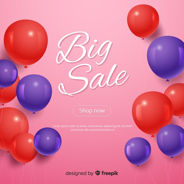 Realistic sale background with balloons