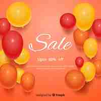 Free vector realistic sale background with balloons