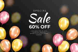 Free vector realistic sale background with balloons