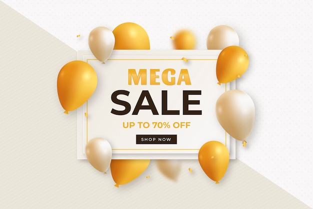 Realistic sale background with balloons