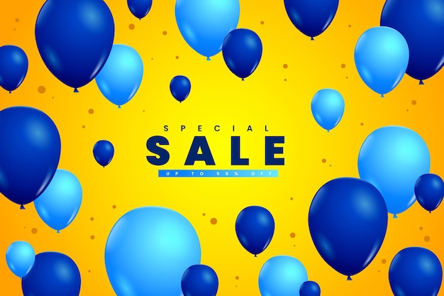 Realistic sale background  with balloons