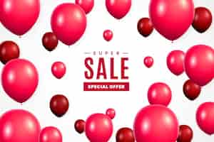 Free vector realistic sale background  with balloons