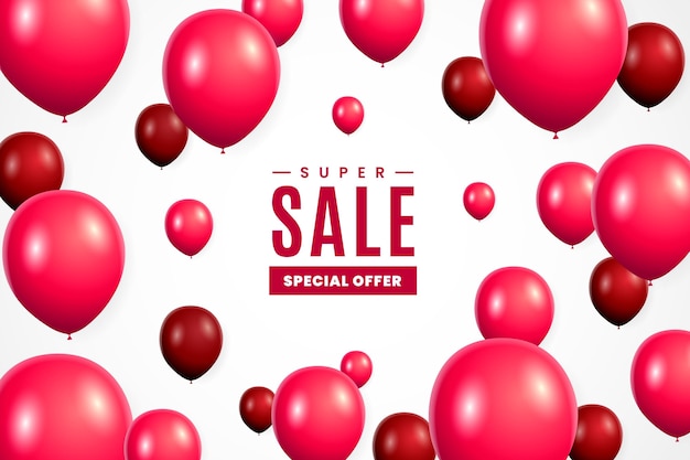 Realistic sale background  with balloons