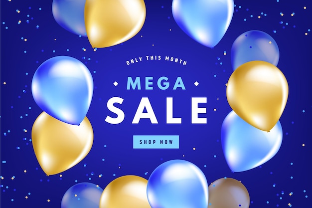 Free vector realistic sale background with balloons