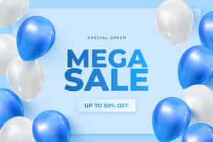 Free vector realistic sale background with balloons