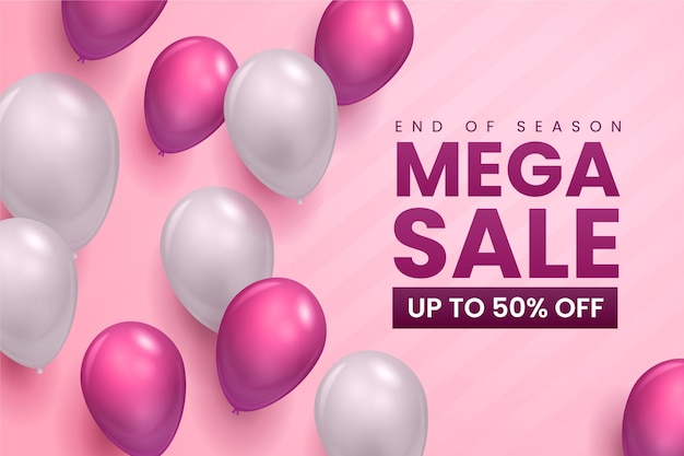 Realistic sale background with balloons
