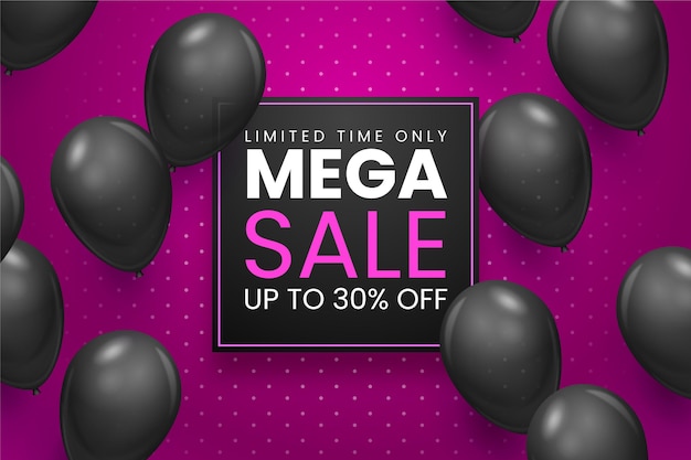 Realistic sale background with balloons