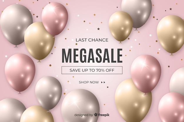 Realistic sale background with balloons