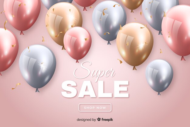 Realistic sale background with balloons