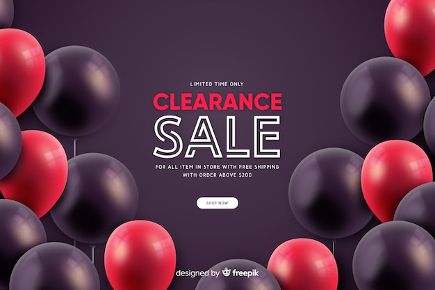 Realistic sale background with balloons