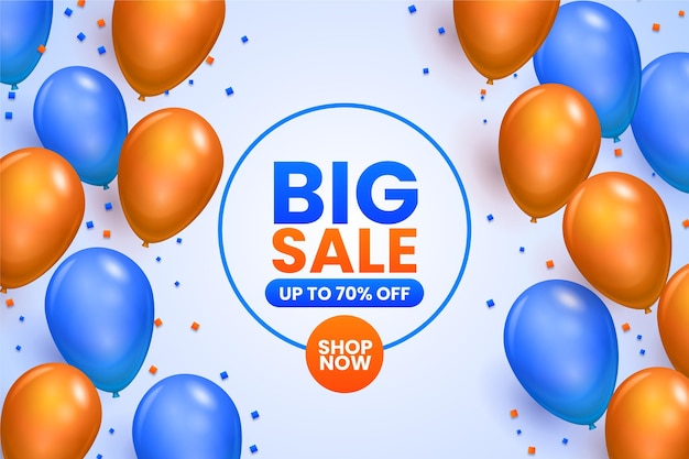 Realistic sale background with balloons