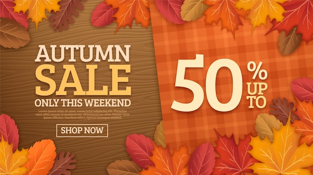 Free vector realistic sale banner template for autumn celebration