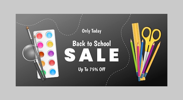 Realistic sale banner template for back to school event