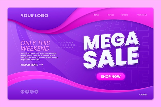 Free vector realistic sale landing page template