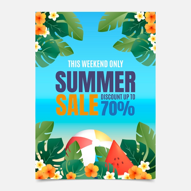 Realistic sale poster template for summer season