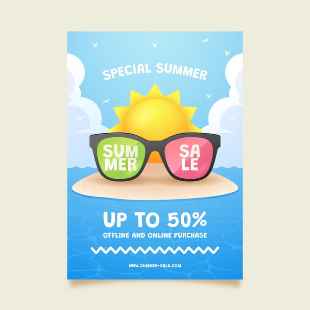 Free vector realistic sale poster template for summertime