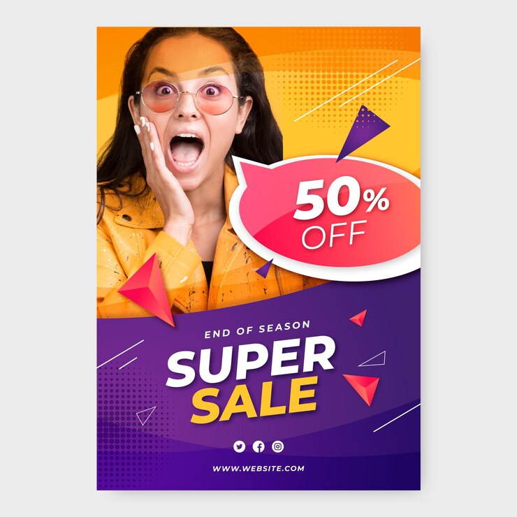 Free Vector realistic sale poster with photo