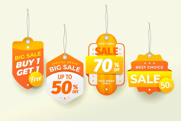 Realistic sale tags collection