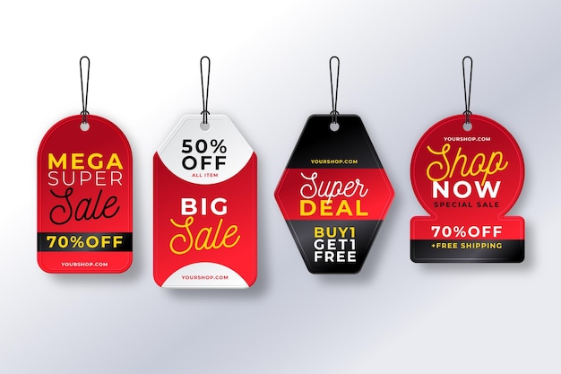 Realistic sale tags collection