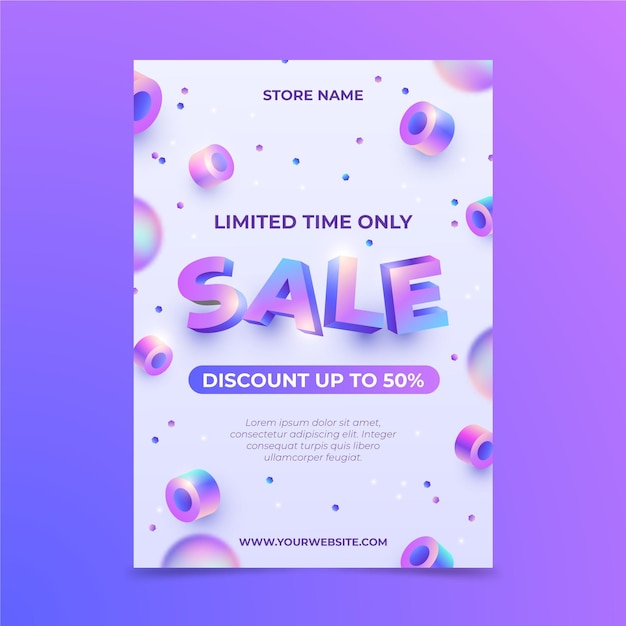 Realistic sale vertical poster template