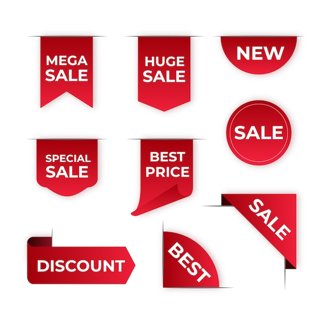 Free vector realistic sales badge collection