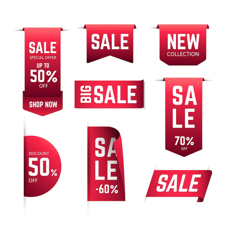 Free Vector realistic sales label collection