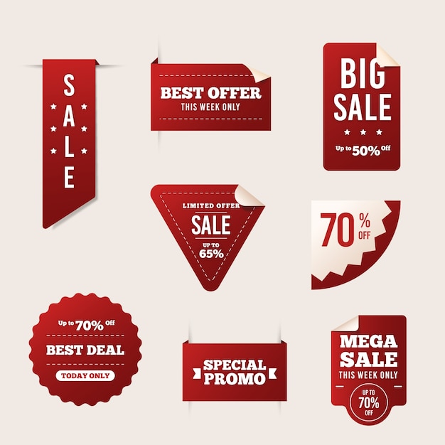 Free vector realistic sales label collection