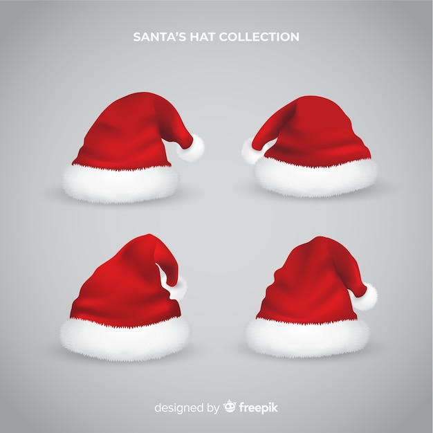 Реалистичная коллекция шляп Санта