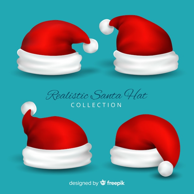 Free vector realistic santa hat collection