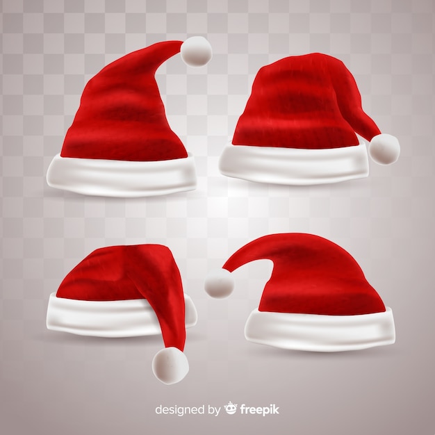 Free vector realistic santa hat collection