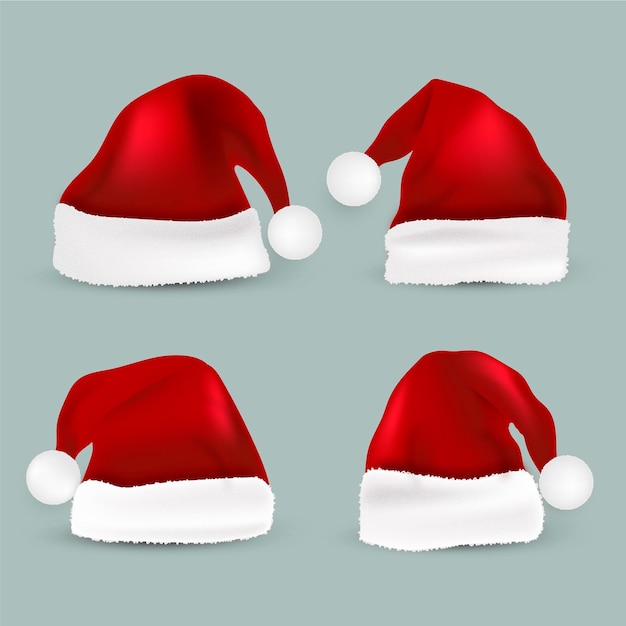 Free vector realistic santa's hat collection