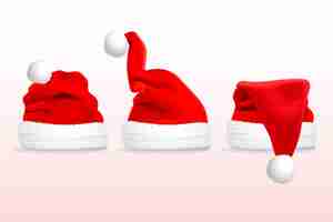 Free vector realistic santa's hat collection