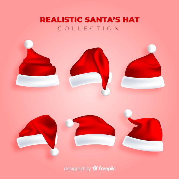 Realistic santa's hat set