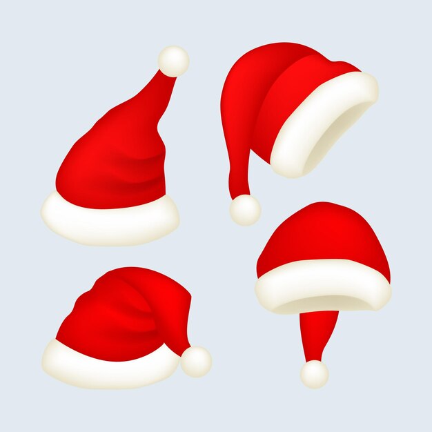 Realistic santa's hat set