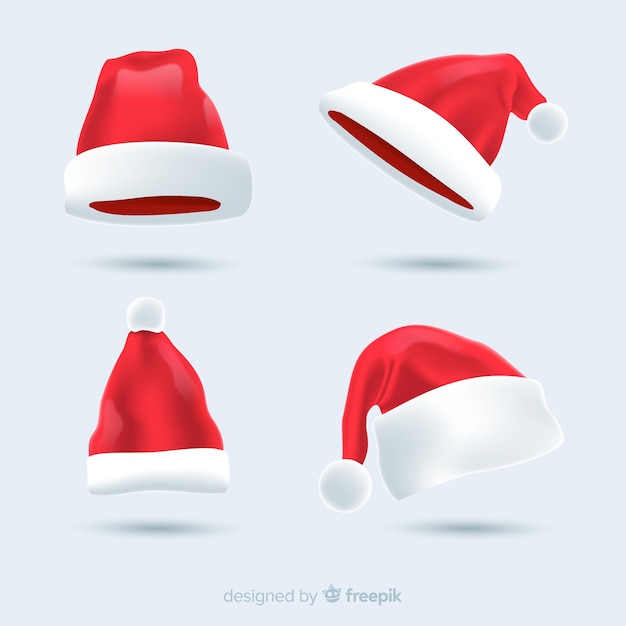 Free vector realistic santa's hats collection