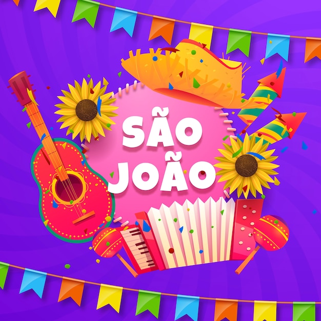 Realistic sao joao illustration