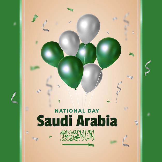 Realistic saudi national day illustration